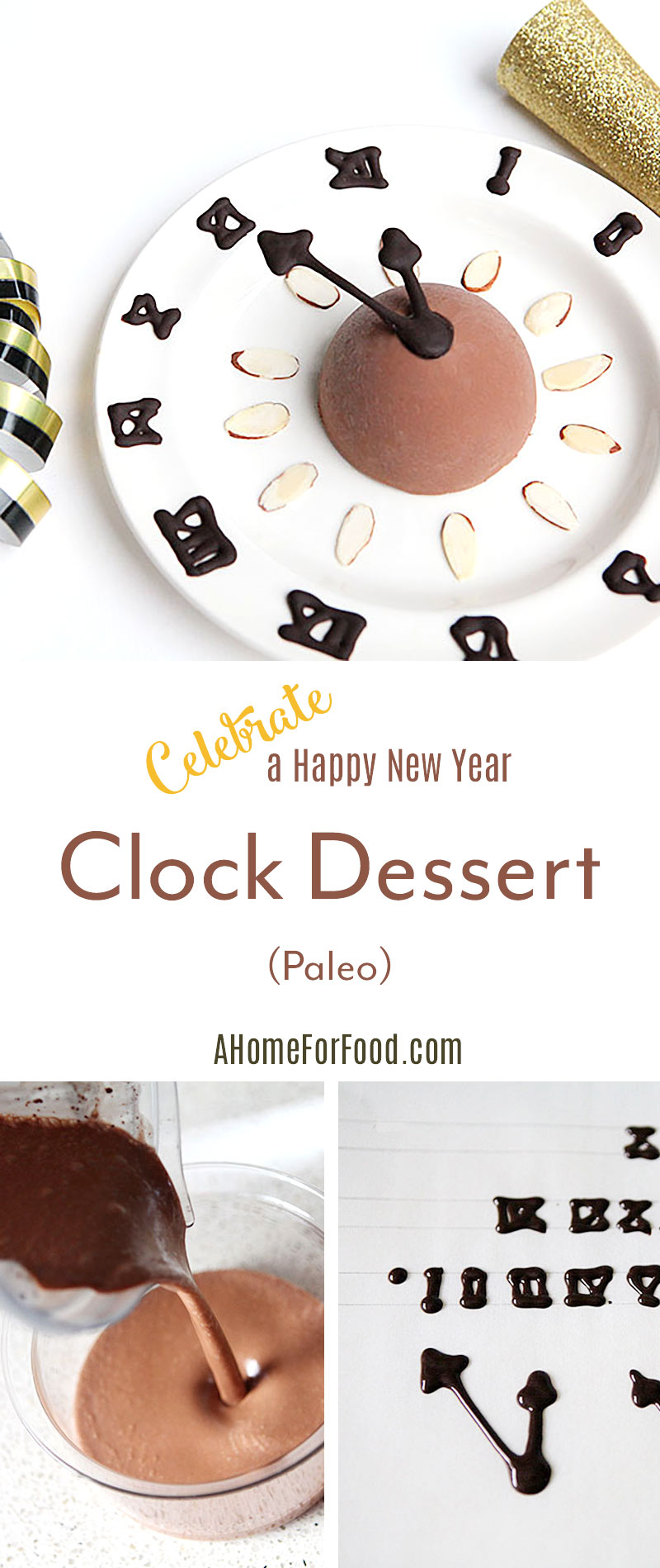 New Year clock desert: delicious and creamy chocolate ice cream (paleo)