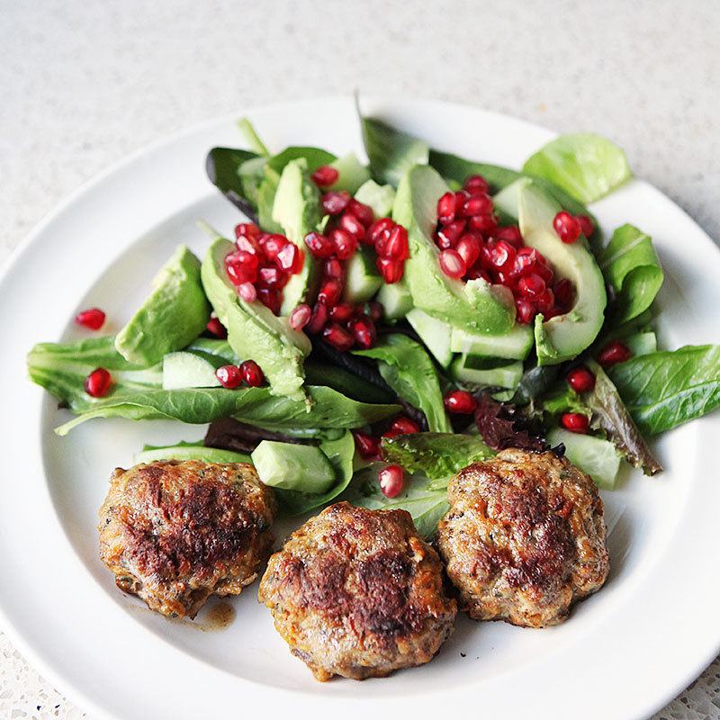 Fresh herb and juniper meatballs